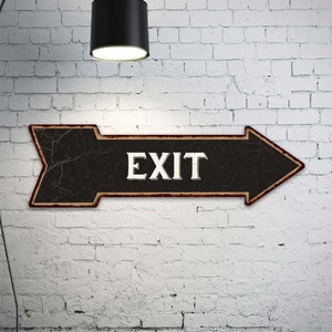 Exit Sign, Exit Right Arrow Sign, Vintage Looking Plaque, Restaurant Diner Decor, Shop Bar Store Club Hall Sign 105170003016