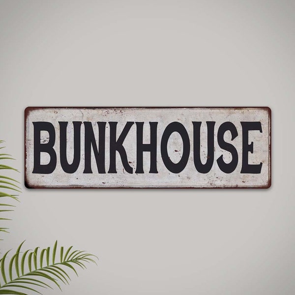 BUNKHOUSE Sign, Vintage Look Rustic Bedroom Sign, Chic Retro Looking Bunk Bed Sign, Boarding House, Garage 106180035047