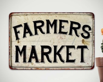 Farmers Market Sign, Vintage Looking Farmhouse Wall Decor, Farm Sign, Farmstand, Organic Garden Greenhouse Potting Shed 108120020089