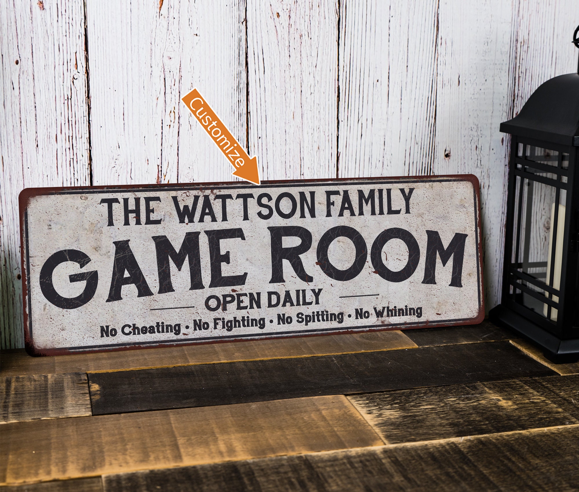 Game Room Sign Family Game Room Gift Rec Room Decor Metal Sign Card  108122001103