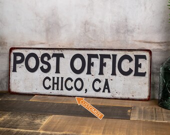 thumbnail image 2 of Personalized POST OFFICE City State Custom Sign – Americana Rustic – Chico Creek Signs 2 of 6