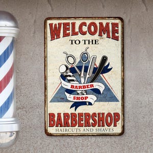 Welcome Sign, Barber Shop Sign, Barbershop Decor, Gift For Him, Haircut, Gift For Grandpa, Metal Sign, Barber Gifts, Salon Sign, Salon Decor