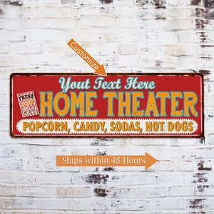 Personalized Home Theater Sign, Family Name Sign, Movie Night Decor, Home Theater Decor, Family Room Home Wall Decor 106180100001