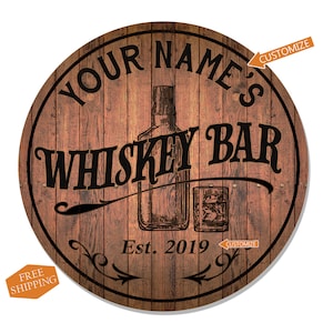 Personalized Whiskey Bar Sign Wood Signs Pub Bar Man Cave Wall Décor Speakeasy Home Bar Grill Accessories Custom Sign Gift B3-00140051001 image 2