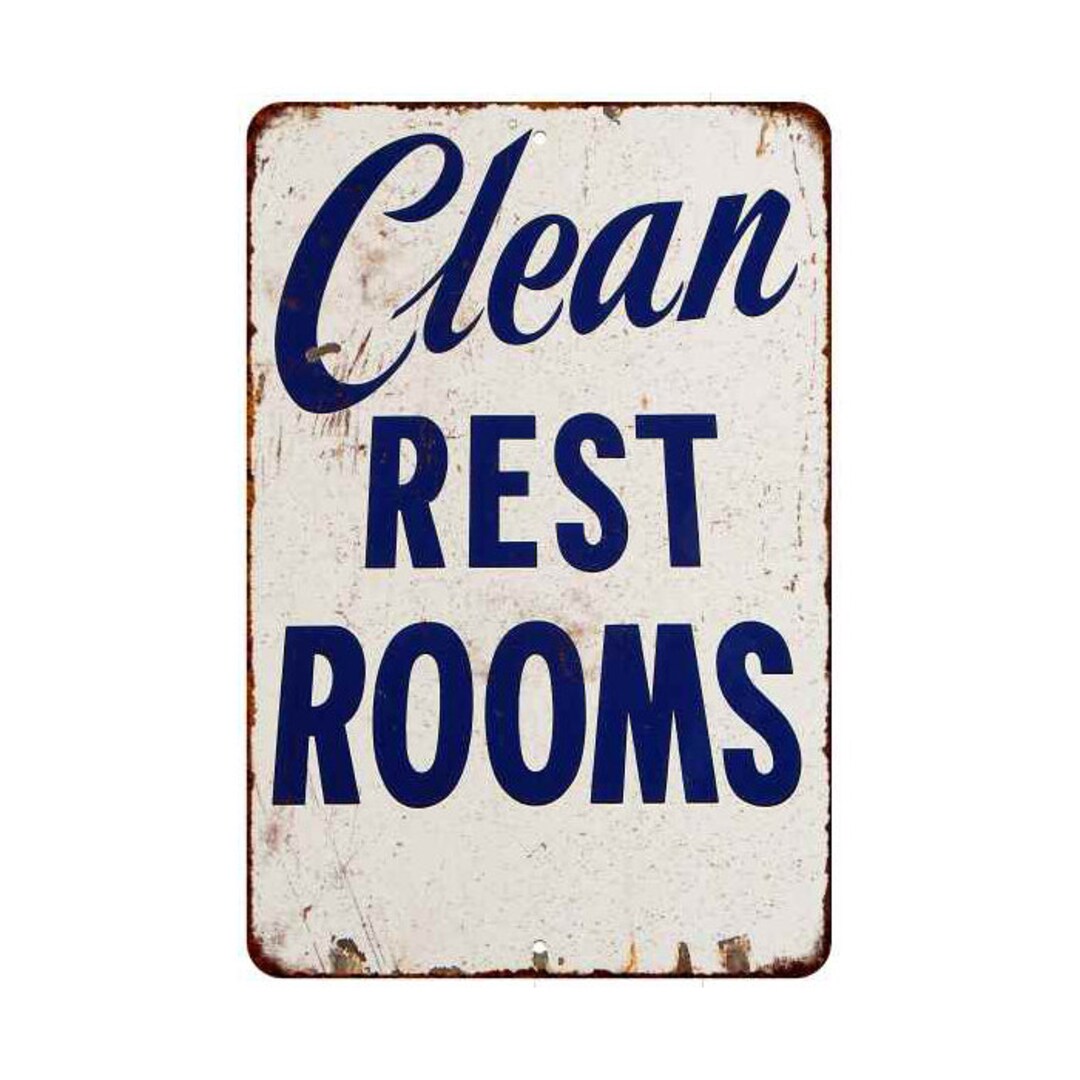 Rest Roon Signages Clean Rest Rooms Sign, Bathroom Sign, Restroom Decor, Vintage Looking ...