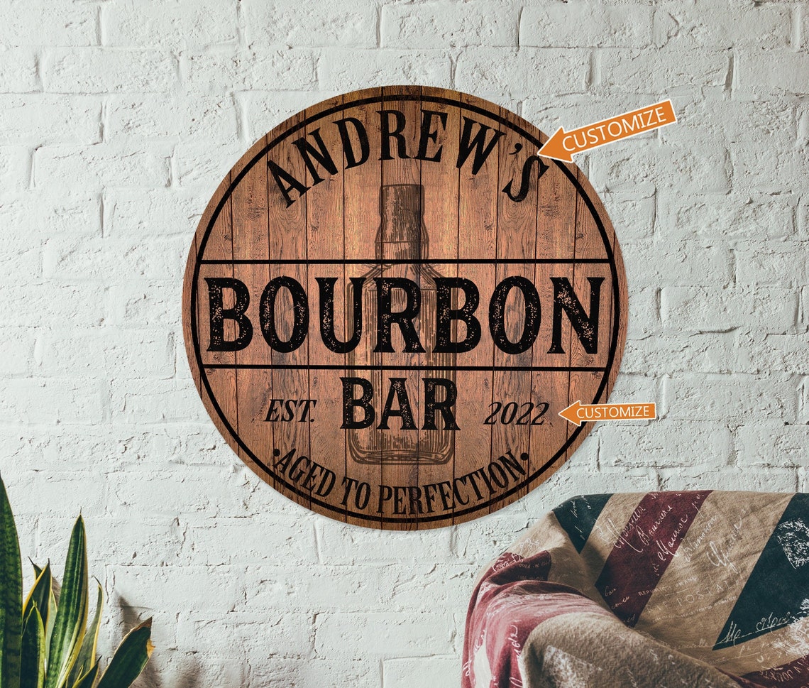 Personalized Bourbon Bar Sign Wood Sign Home Bar Decor Etsy