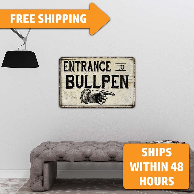 Entrance to Bullpen Sign, Entrance Sign, Vintage Sign, Baseball Decor ...