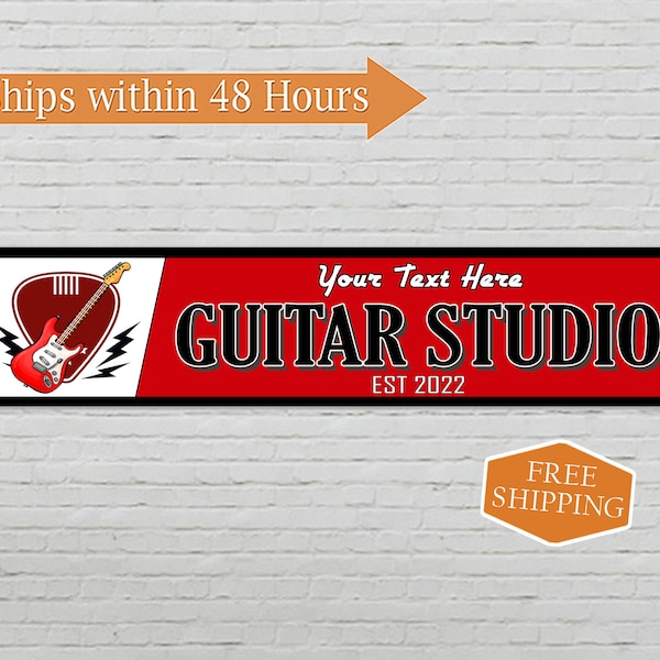Custom Guitar Studio Decor Sign, Music Studio Decor, Guitar Sign, Metal Sign, Band, Personalized Gift Sign 104182002020