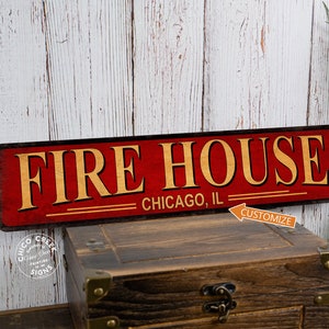 Custom Fire House Sign City Patriotic Fireman Police Thin Red Line Gft For Dad Personalized Gift 104182002066