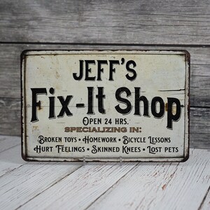 Personalized Fix-It Shop, Man Cave Sign, Custom Garage Sign, Shop Signs, Man Cave Decor, Garage Wall Art, Funny Signs, Humorous Signs image 5