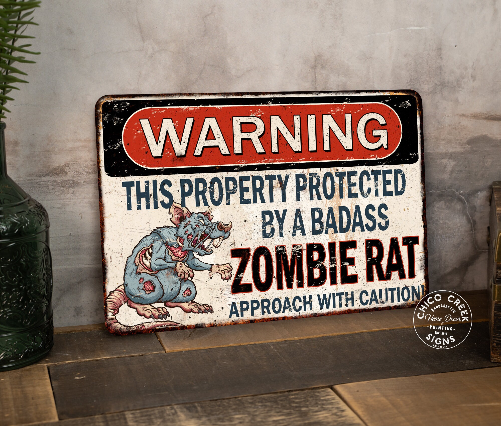 Signages For Rats Warning Pet Rat Sign Zombie Rat Funny Rustic Pet Decor Mouse Mice Wall ...