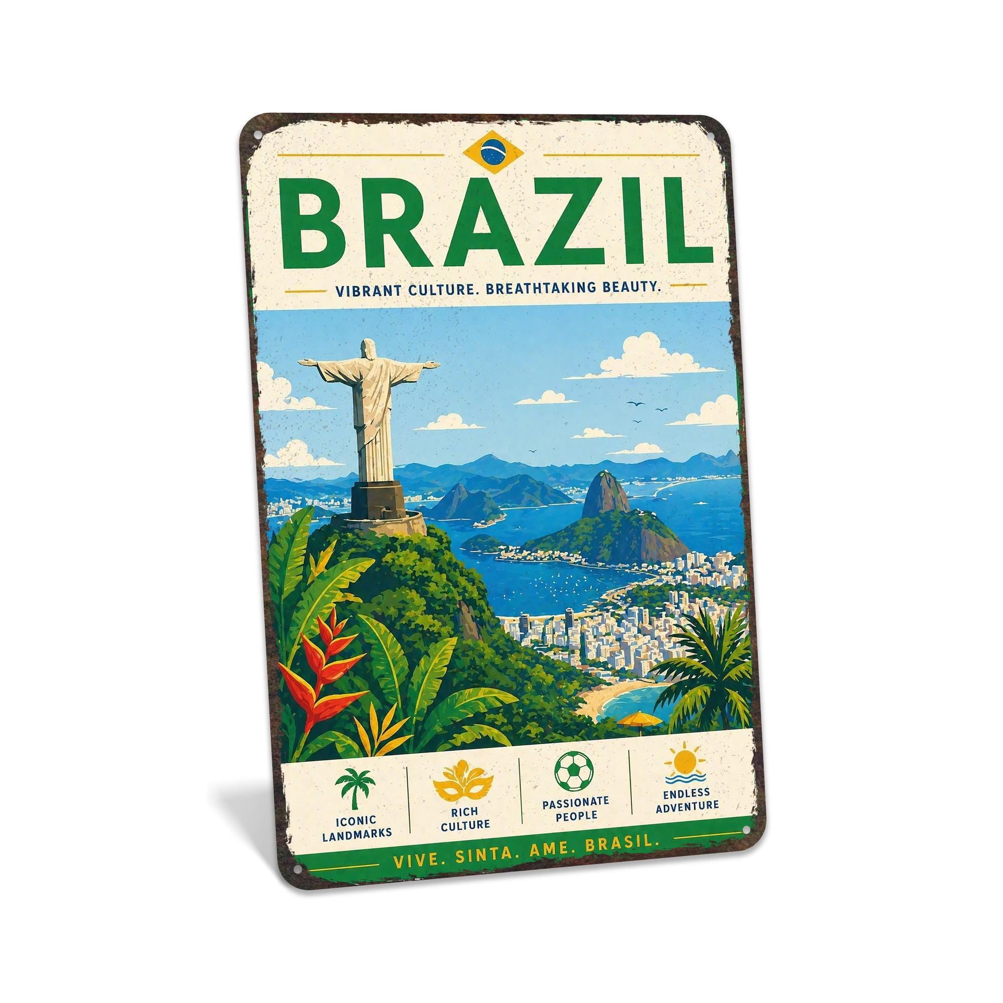 Brazil Sign, Metal Wall Art, Travel Decor, Brazil Decor, Rio Wall
