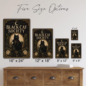 Black Cat Society Elegant Paris metal sign — wall decor for living rooms and gift for gothic decorator