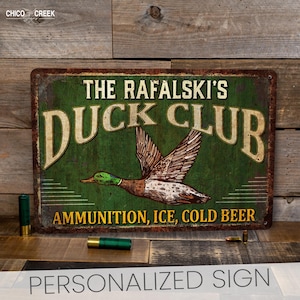 Personalized Duck Club Sign, Duck Decor, Gift For Him, Hunter Gifts, Waterfowl, Hunting Gift For Men, Lodge Decor, Cabin Decor, Custom Art