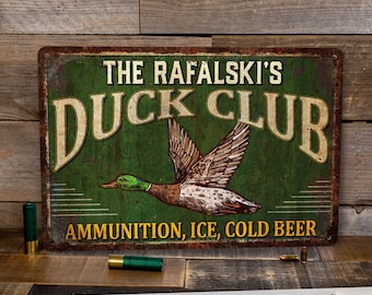 Personalized Duck Club Sign, Duck Decor, Gift For Him, Hunter Gifts, Waterfowl, Hunting Gift For Men, Lodge Decor, Cabin Decor, Custom Art
