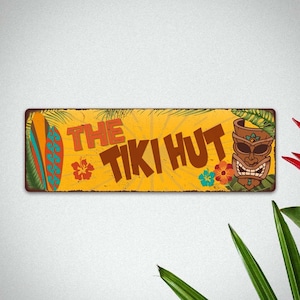 Tiki Hut Sign, Backyard Tiki Hut Decor, Bars & Grill Decorations, Hawaiian Plaque, Tiki Bar, Poolside Oasis BBQ, Patio Porch 106180091028