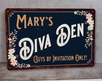 Personalized Diva Den Sign, Diva, Gift For Her, Mothers Day Gift, Gift For Grandma, Gifts For Women, Custom Vintage Sign, Rustic Sign