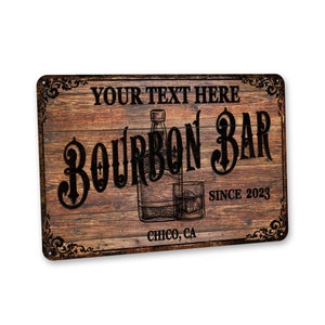 Personalized Bourbon Sign Bourbon Gift Bourbon Bar Sign Bourbon Bar Decor Whiskey Decor Custom Home Bar Decor Man Cave Garage 108122002177