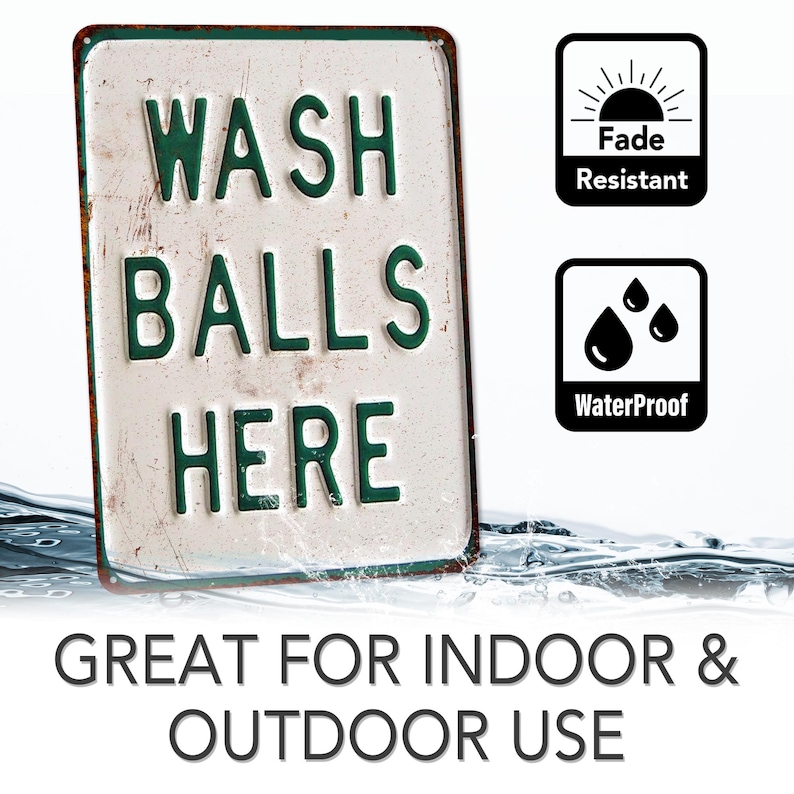 Panneau Wash Balls Here, panneaux drôles, décoration de golf, panneau drôle de salle de bain, panneau homme des cavernes, cadeaux golfeurs, amateurs de golf, cadeau pour lui, cadeau fête des pères image 3