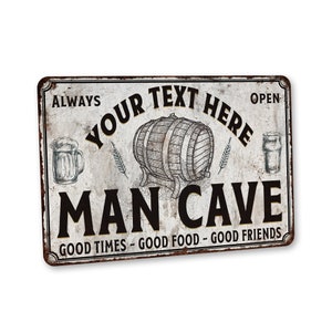 Personalized Man Cave Sign, Man Cave Decor, Gift For Him, Man Cave Gifts, Fathers Day Gift, Custom Metal Sign, Home Bar Sign, Wall Art, Beer