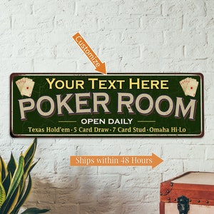 Personalized Poker Room Sign, Card Room Gift Sign, Texas Holdem, Man Cave Dad Gift Decor, Custom Card Sign 106180102001