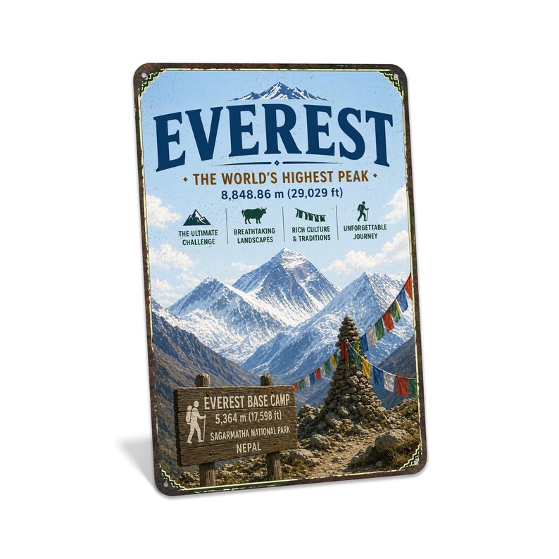 Mount Everest Sign, Everest Wall Art, Metal Wall Art, Adventure Gifts ...