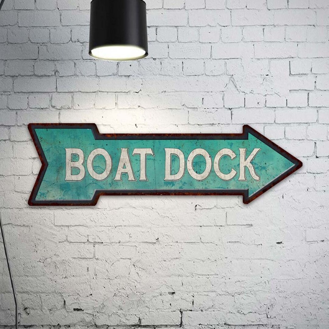 Boat Dock Sign, Boat Dock Right Arrow Sign, Vintage Looking Beach House
