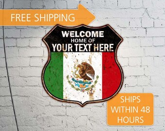 YOUR NAME Mexican Flag Personalized Shield Metal Sign Mexico 211110008001 YOUR NAME Mexican Flag Personalized Shield Metal Sign Mexico 211110008001