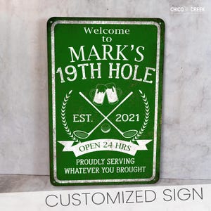 Personalized Golf Sign, 19th Hole Sign, Golf Gifts, Gift For Him, Golf Lovers, Golf Decor, Golf Wall Art, Golf Dad, Country Club, Club House