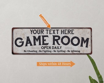 Personalized Game Room Sign Rec Room Sign Card Room Pool Billiards Room Gift Wall Your Name Decor Board Games 106180042001