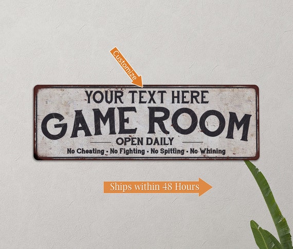 Personalized Game Room Sign Rec Room Sign Card Room Pool Billiards Room Gift  Wall Your Name Decor Board Games 106180042001 