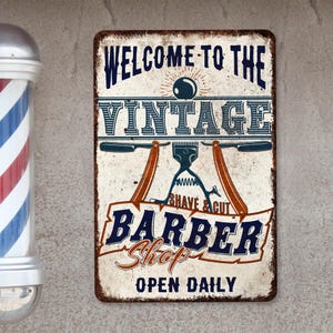 Vintage Barber Shop Metal Sign, Salon Decor