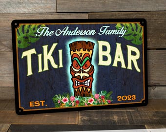 Custom Tiki Bar Sign, Bar Sign, Gift For Her, Gift For Him, Tiki Decor, Personalized Sign, Bar Decor, Custom Wall Art, Tiki Hut, Outdoor Bar