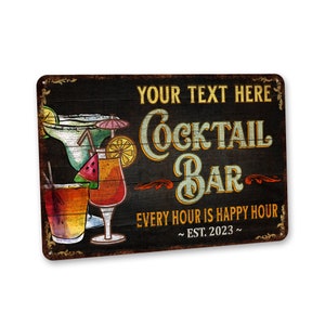 Personalized Cocktail Bar Sign Home Bar Decor Cocktail Sign Custom Bar Sign Last Name Sign Open Bar Sign Custom Gift For Her 108122002203