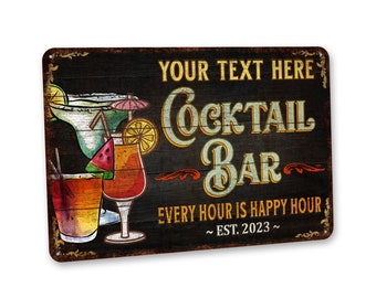 Personalized Cocktail Bar Sign Home Bar Decor Cocktail Sign Custom Bar Sign Last Name Sign Open Bar Sign Custom Gift For Her 108122002203