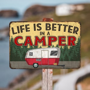 Camping Sign, Life is Better in a Camper, Camping Gift, Gift for Men, Wall Art, Cabin Decor, Cabin Sign, Outdoor Decor 108122001083