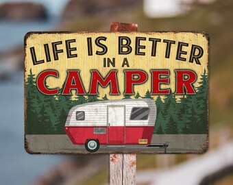 Camping Sign, Life is Better in a Camper, Camping Gift, Gift for Men, Wall Art, Cabin Decor, Cabin Sign, Outdoor Decor 108122001083