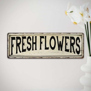 Fresh Flowers Sign, Garden Vintage Looking Farm House Wall Decor, Greenhouse Potting Shed Farm Sign, Flower Gardern 106180028053