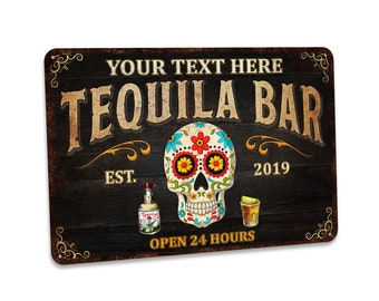 Custom Bar Sign Tequila Bar Personalized Sign For Home Bar Personalized Gift For Him Dia De Los Muertos Decor 108122002174