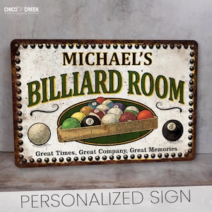 Personalized Sign, Custom Billiards Sign, Pool Room Decor, Gift For Him, Pool Player, Pool Shark, Man Cave Sign, Billiard Art, Gift For Him