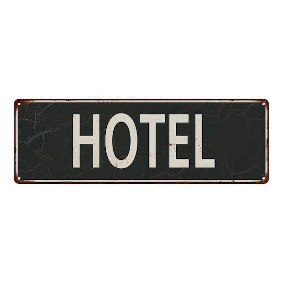 Hotel Sign, Vintage Looking Shabby Chic Motel Sign, Bed and