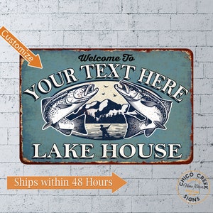 Personalized Lake House Sign, Beach House, Summer Home, Vacation Home, Entry Sign, Wall Decor, Cabin Decor Gift, River 108120078001