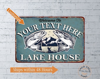 Personalized Lake House Sign, Fishing Cabin Decor, Lake House Decor, Custom Cabin Sign, Wall Art For Cabins, Housewarming Gifts