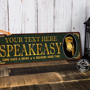 Personalized Speakeasy Home Bar Sign Rustic Distressed Pub Man Cave Wall Décor Your Name Gift 106182002006