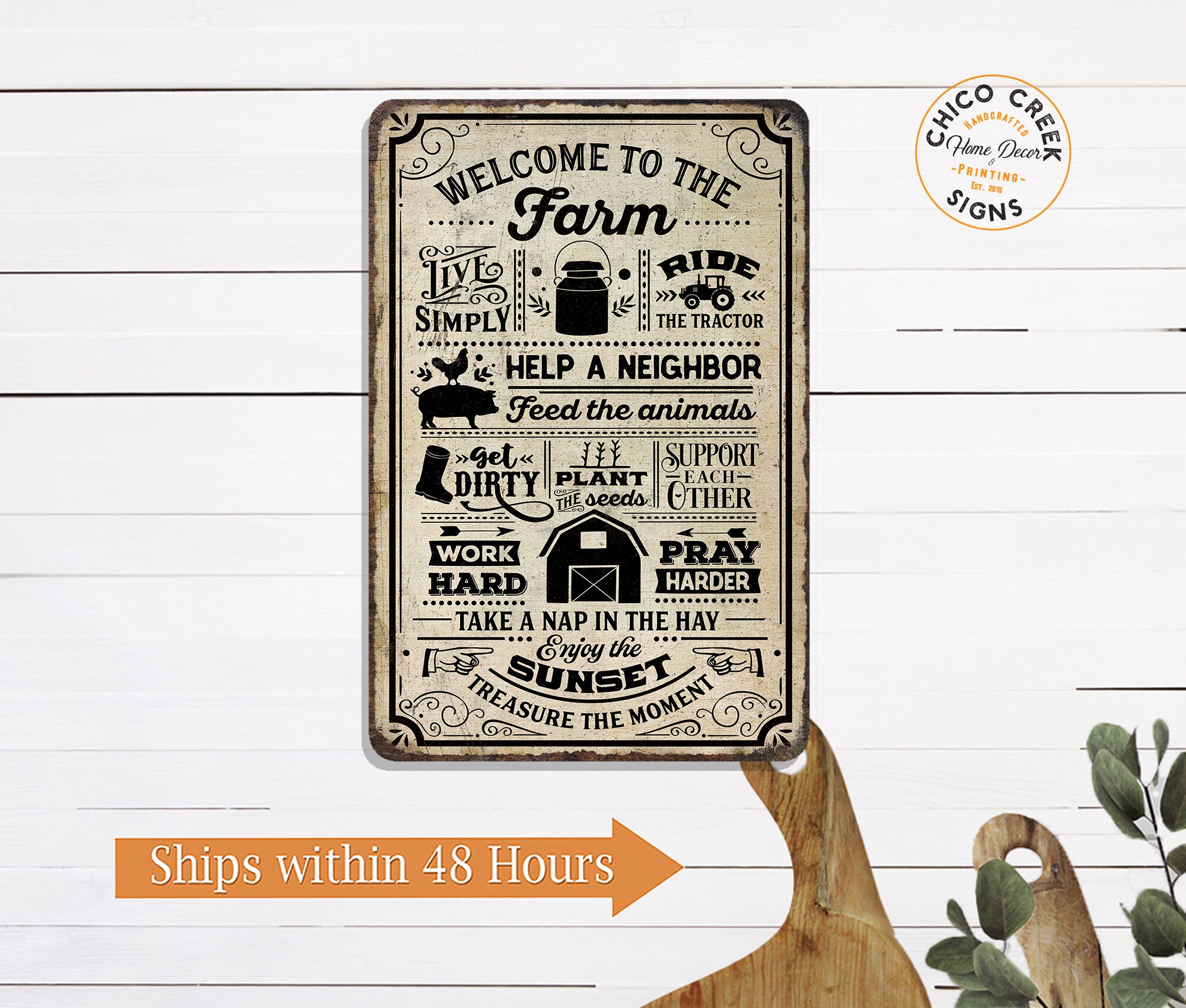 Welcome to the Farm Sign, Farm Life Sign, Faith Love, Farmhouse Sign ...