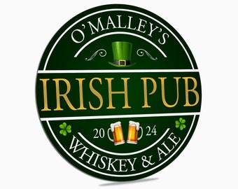 Personalized Irish Pub Sign, Custom Home Bar Decor, Irish Pride Decor, Irish Wall Art, Custom Family Name Irish Bar Decor, Custom Bar Sign