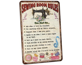 Sewing Room Rules Sign, Sewing Room Decor, Gift For Her, Sewing Gifts, Arts and Crafts, Gift For Her, Seamstress, Craft Room Wall Art