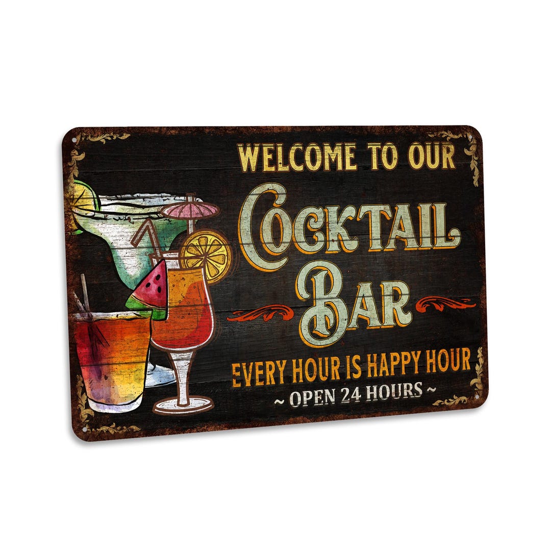Cocktail Sign, Welcome Sign, Bar and Lounge Sign, Gift for Him, Gift ...
