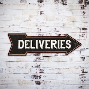 Delivery Sign, Deliveries Right Arrow Sign, Vintage Looking Plaque, Deliveries Post Mail Package Drop Here Parcel 105170003031