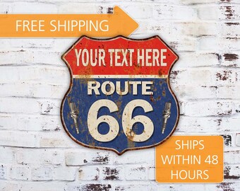 BPHR0014 THOMAS ROUTE 66 Shield Rustic Chic Sign  MAN CAVE Funny Decor Gift